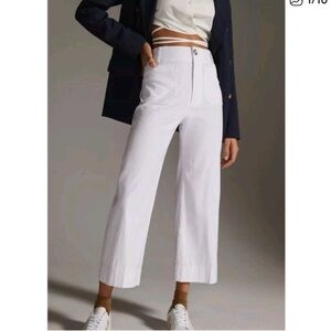 Anthropologie The Colette Linen Wide Leg Pants Maeve White 30P